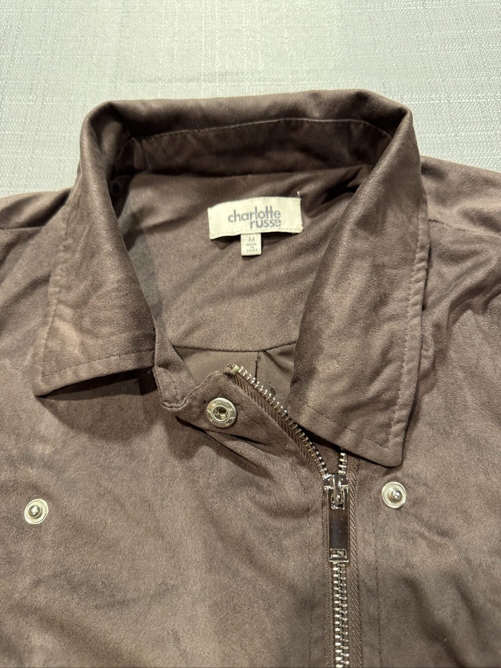 Women’s Charlotte Russe Faux Suede Moto Jacket – Brown – Medium - Picture 2 of 7
